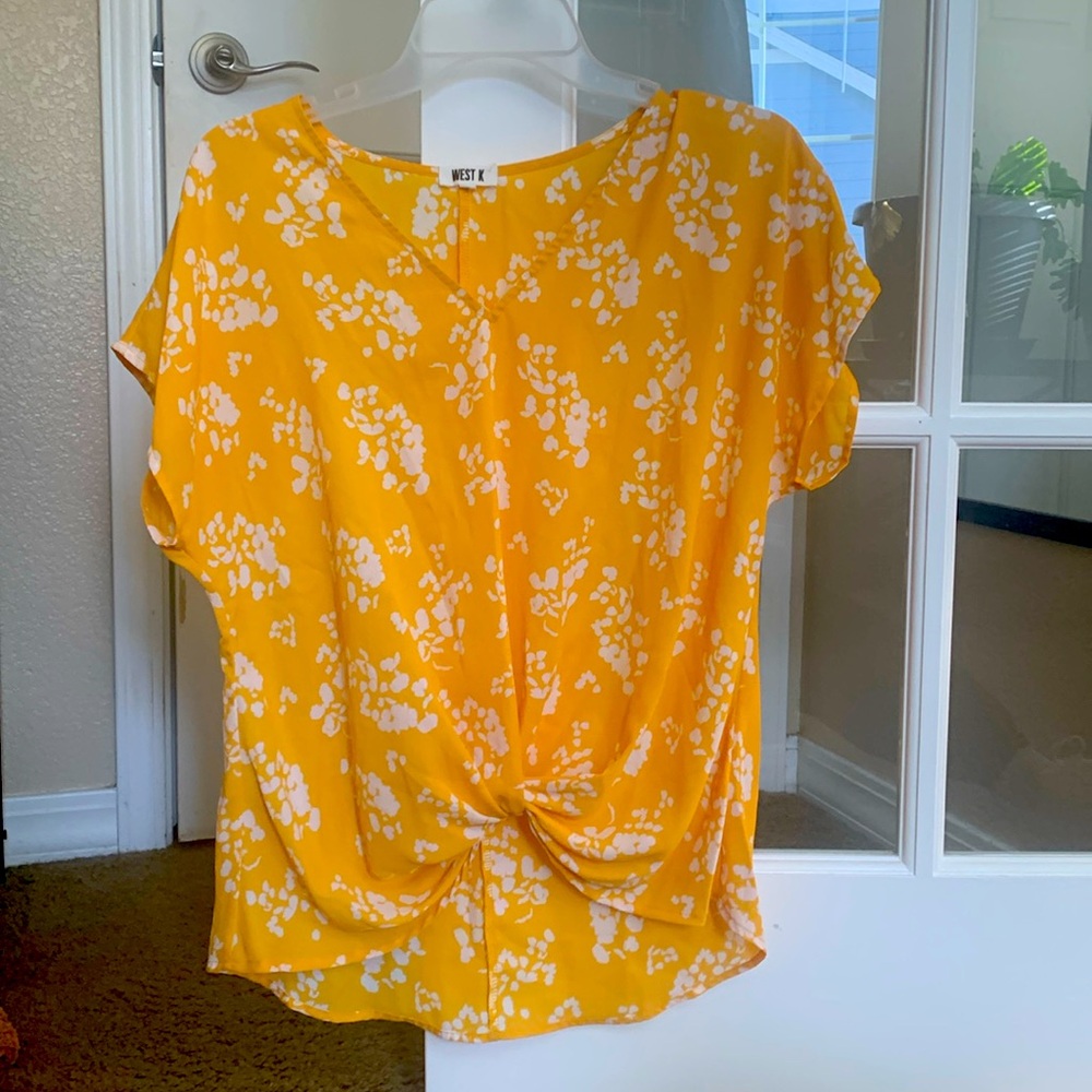West K Yellow Floral Knot Top from Wantable
